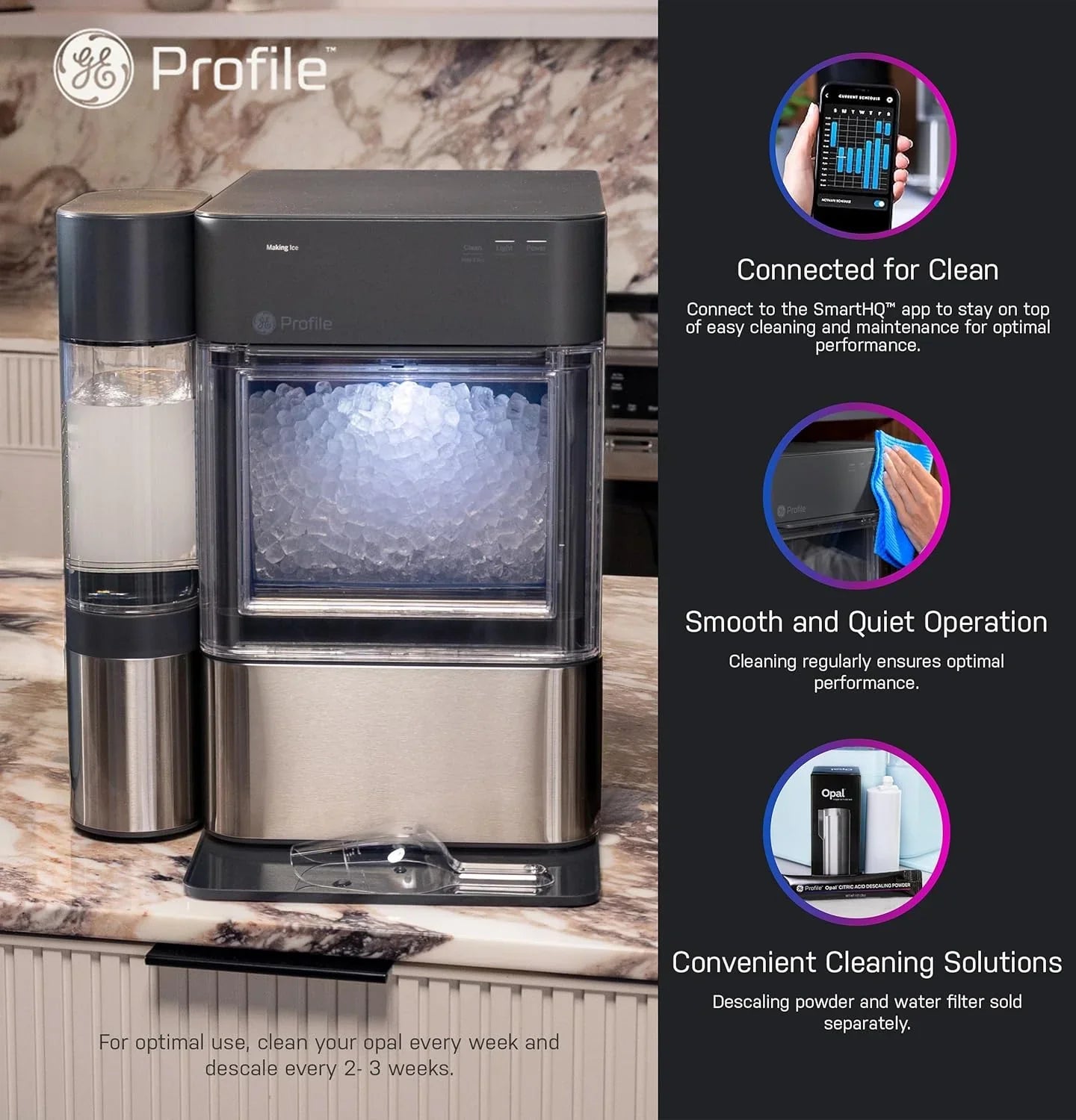 00fdbe859a1fa70e20aeff4712bf6d6c55aea5e7142f5042e3e0c39e76d31176 Tank - Opal 2.0 XL with 1 Gallon - Chewable Crunchable Countertop Nugget Ice Maker, Scoop Included, 38 Lbs in 24 Hours, Pellet Ice Machine