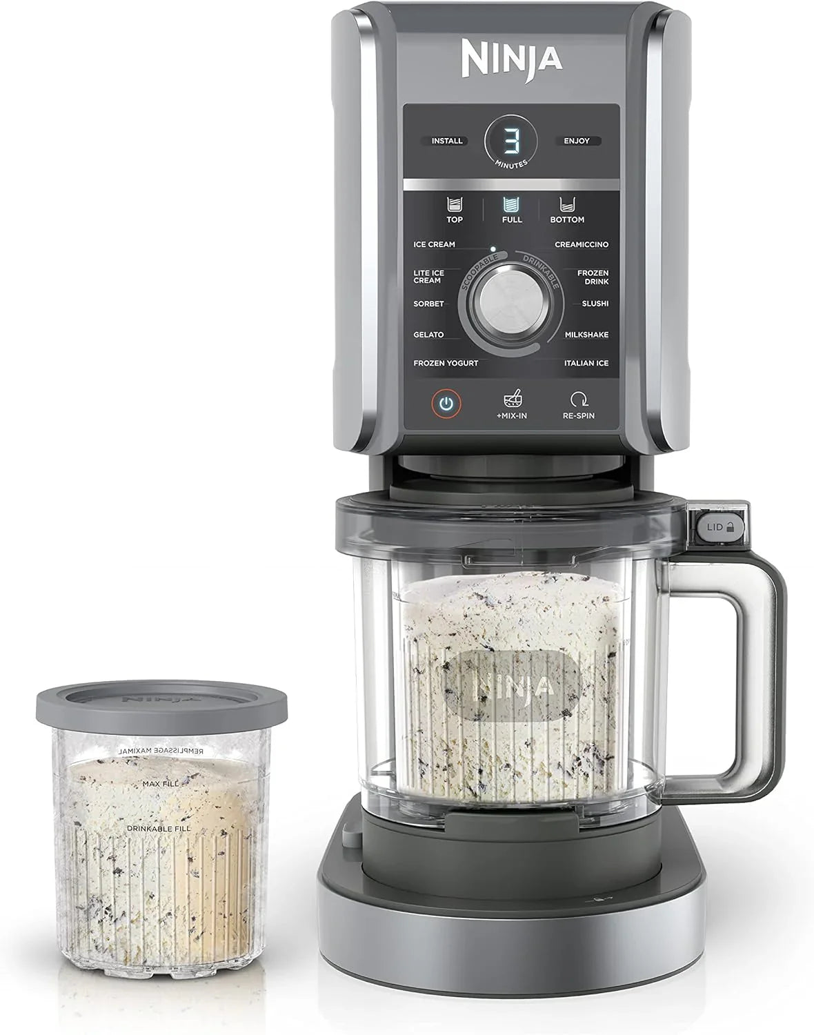 0367704ac6ecf03437a9b843d7f6627202c81a453969a4bf647435a897ff0ee9 Ice Cream Maker - NC301 Creami - Designed for Gelato, Mix-ins, Milkshakes, Sorbet, Smoothie Bowls and More, 7 One-touch Programs, With (2) Pint Containers