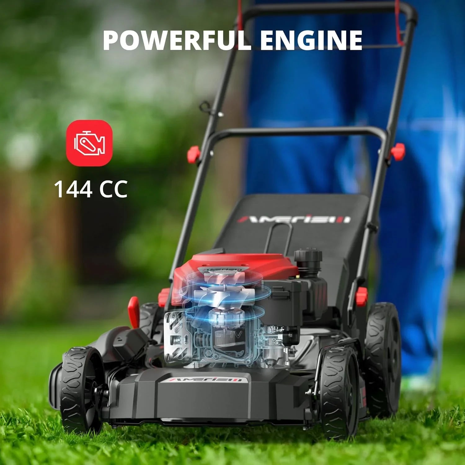 03a0977d4d82937b058f89c1b69aca9f22586c140b8f0cbea83de8f1b270b5da Lawn Mower - 21-inch Steel Deck Gas - Heavy-duty 3-in-1 Push Mower, 144cc 4-Stroke Engine, 6-Position Height Adjustment, Large 1.4 Bushel Grass Catcher