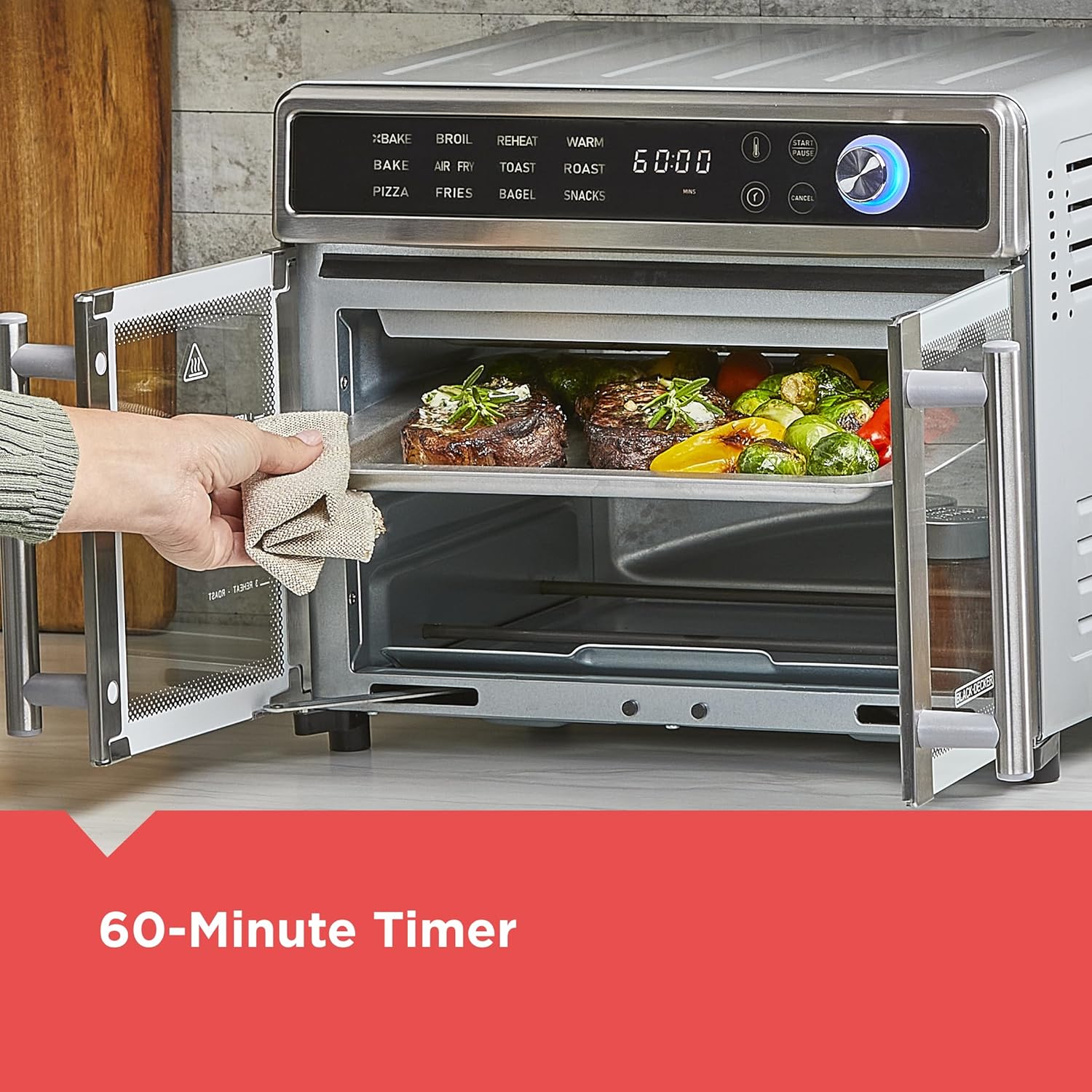 05dd88c4c2f40ceaa1029c106b82ac8bf19c2d4458c2ee88997dc047659b854a Toaster Oven - Crisp 'N Bake Air Fryer, Combo - 12 in 1 Countertop Convection Oven Cooks Food Fast, Fits a Whole Pizza or 6 Toast Slices, French Doors