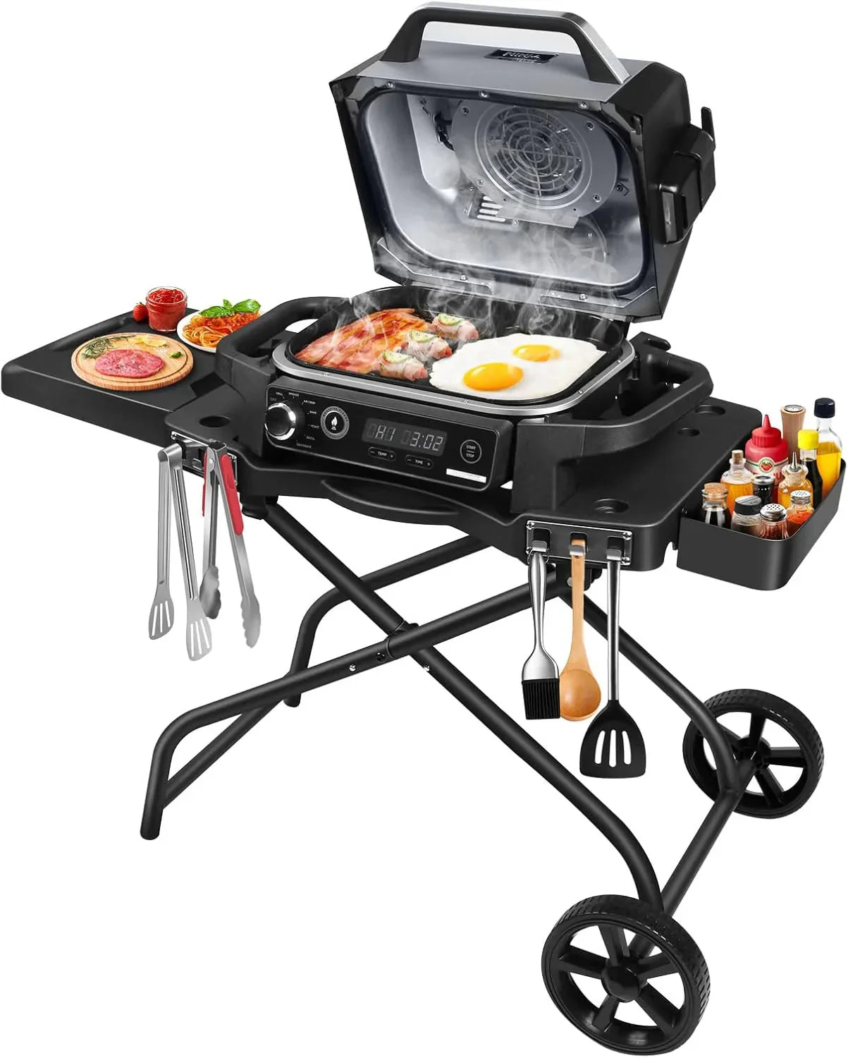 0794586072eb8433ef3d1e611880d67df0208bd2e19a5ac372e604973249e947-1 Collapsible zewnętrzny grill stojak, do 22-cali Griddles