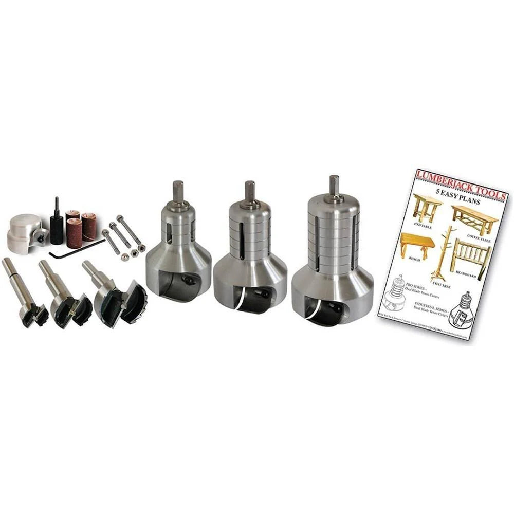 0cb0283d147e50ac191f33a547445559afaaf267b8d94bac905398860568e715 Seria, narzędzia PSK3 3-Size Pro, Master zestaw (1, 1-1/2, 2 Tenon Cutters i Forstner Bits)