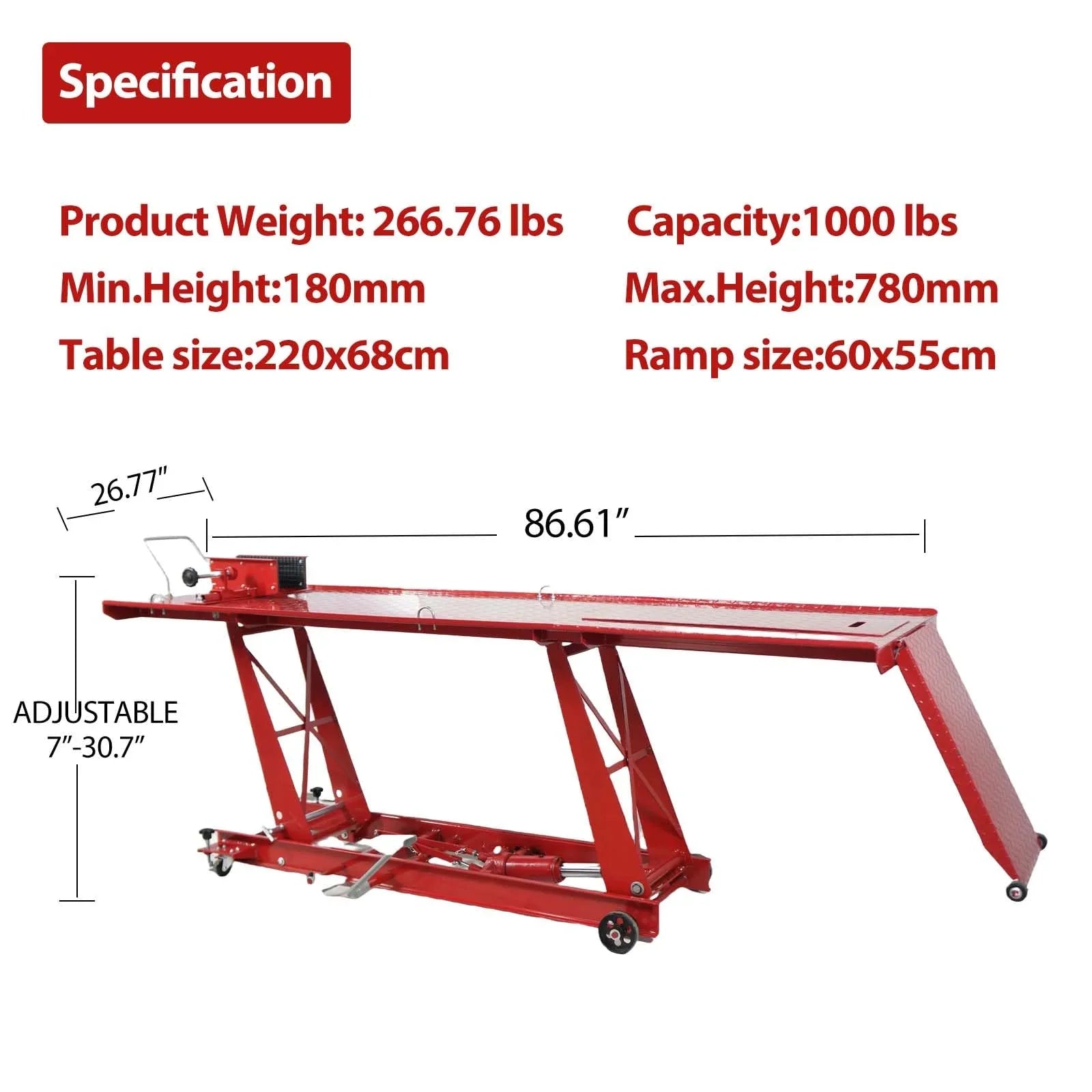 14b38398e5273b920d00581bf35dfbb6fc61585f59955008552dd3e1f0f46ef1 Hydraulic Motorcycle Lift, Featuring 1000lbs Capacity, Lift Hoist, Jack Stand, For Mechanics, Workshops, Homes