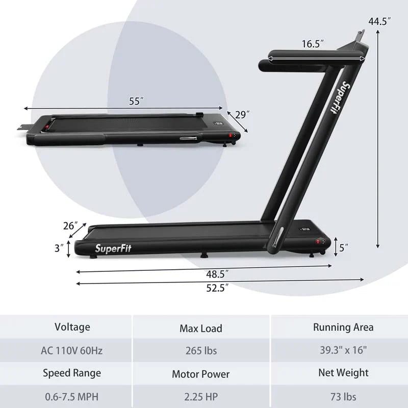 152e0bf14da74365065a8ab0815ea1cc40616fd446e8df21dd7fc70156bea9ac Treadmill - 2.5HP 2-in-1 Folding Under Desk, Featuring Speaker APP Remote Control - Portable Walking Jogging Machine for Home Gym Office
