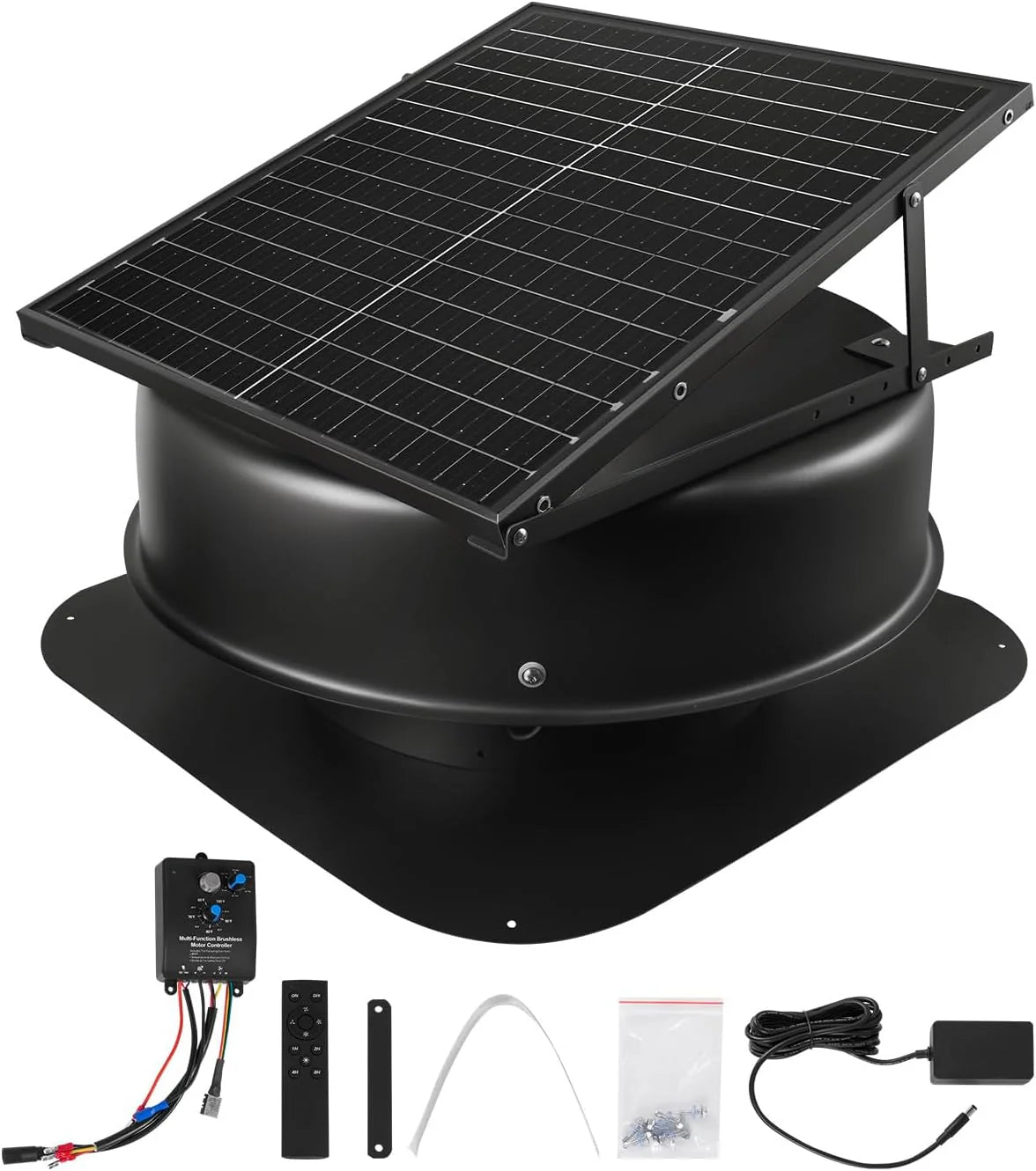 Exhaust Fan - Roof Attic - 50-watt Intelligent Solar Roof Ventilation Fan, Equipped with Thermostat, Remote Control, 3000 Cubic Feet Per Minute
