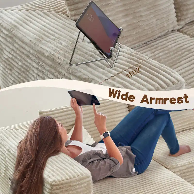 1787382131_p8IovSKU Cozy Long Plush Chaise sofa, No Assembly Needed