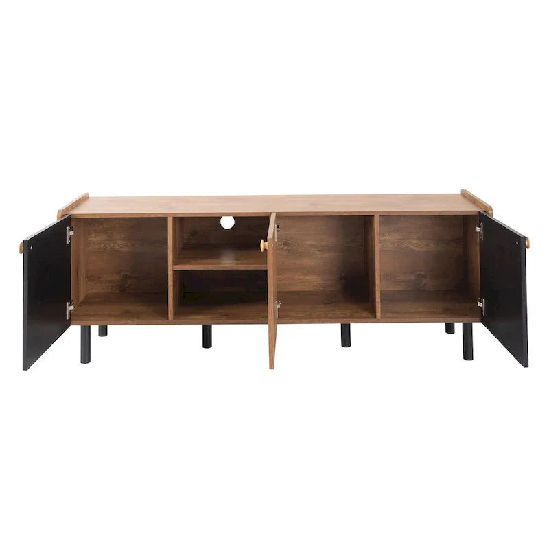 1787383385_wtslqcYB TV Stand - Mid-century Modern, Featuring 3 Cabinets - Media Console for Tvs Up to 70 Inches, Stylish Entertainment Center with Storage for Living Room