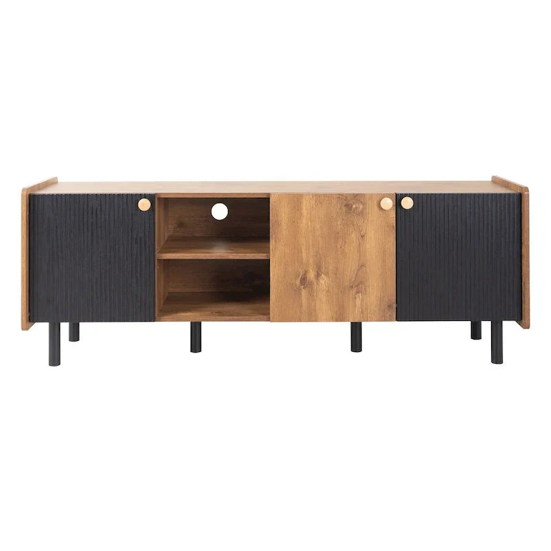 1787383411_Jmmk3LuB TV Stand - Mid-century Modern, Featuring 3 Cabinets - Media Console for Tvs Up to 70 Inches, Stylish Entertainment Center with Storage for Living Room