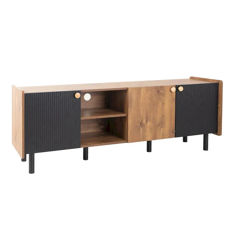1787383420_tuWkcclG TV Stand - Mid-century Modern, Featuring 3 Cabinets - Media Console for Tvs Up to 70 Inches, Stylish Entertainment Center with Storage for Living Room