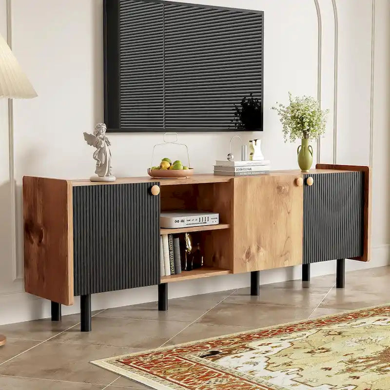 1787383433_7IXWL2dS TV Stand - Mid-century Modern, Featuring 3 Cabinets - Media Console for Tvs Up to 70 Inches, Stylish Entertainment Center with Storage for Living Room