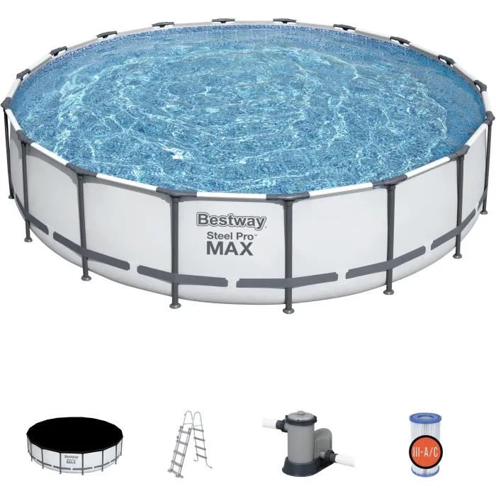 1787384624_9Rhy6MYw Kit - Piscine Hors Sol Tubulaire - Steel Pro Max, 549 X 122 Cm, Ronde (Avec Filtre À Cartouche, Une Bche Et Une Échelle)