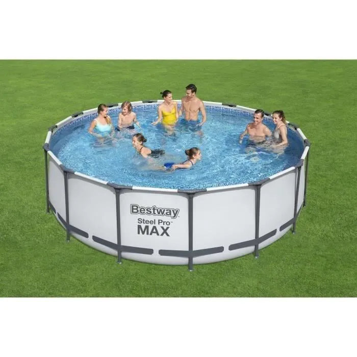 1787384627_UpL12H4s Kit - Piscine Hors Sol Tubulaire - Steel Pro Max, 549 X 122 Cm, Ronde (Avec Filtre À Cartouche, Une Bche Et Une Échelle)