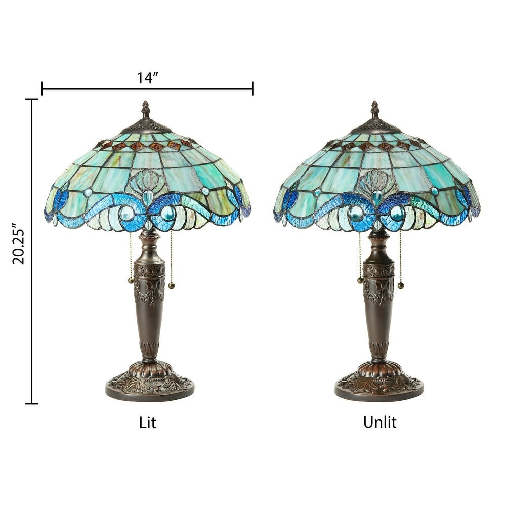 1787387519_Z8UgeZYV Gracewood Hollow Asdreni 20-cali Stained szklo Tiffany lampa, 14L X 14W X 20.25H