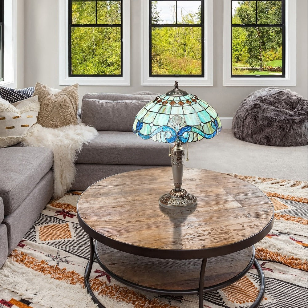 1787387526_QIFRFqQ4 Gracewood Hollow Asdreni 20-cali Stained szklo Tiffany lampa, 14L X 14W X 20.25H