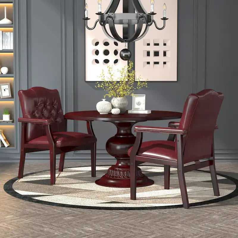 1787390907_zzusjQ2g Vinyl Guest krzeslo z Button-tufted design i Antique Brass Nailhead Accents