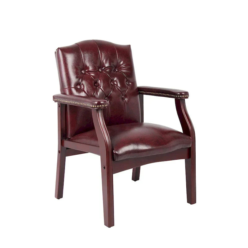 1787390911_r3MypnvT Vinyl Guest krzeslo z Button-tufted design i Antique Brass Nailhead Accents