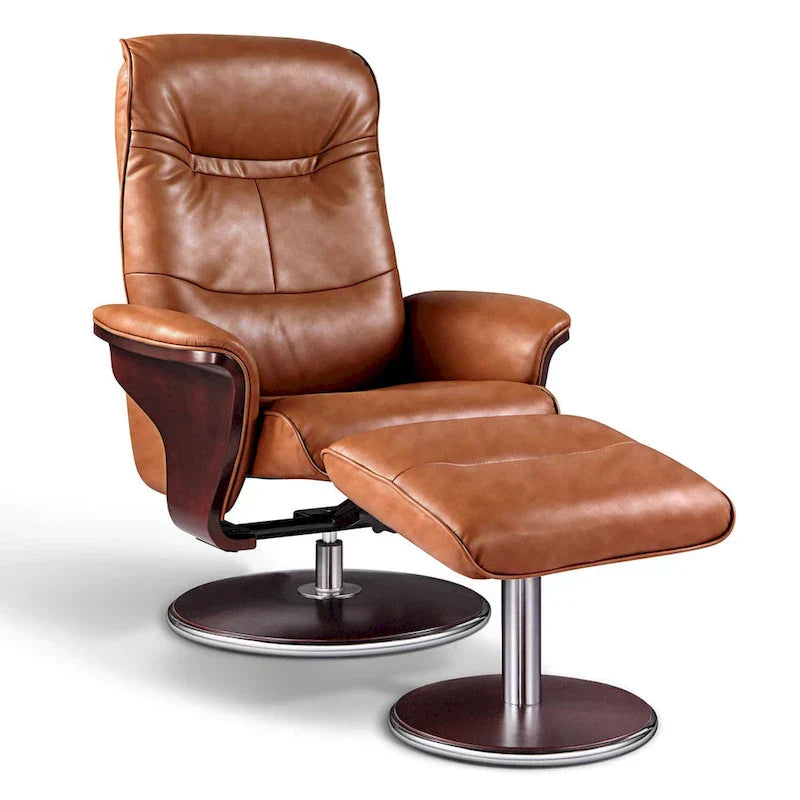 1787392288_9ESow8z3 USA X Milano' Contemporary brązowy skora obrotowy Recliner z Ottoman