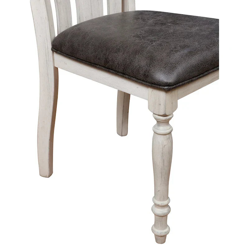 1787393310_L0XB2scN 7-elementowy okrągły jadalniany zestaw, Traditional Two-tone Pedestal stol z 6 krzesla