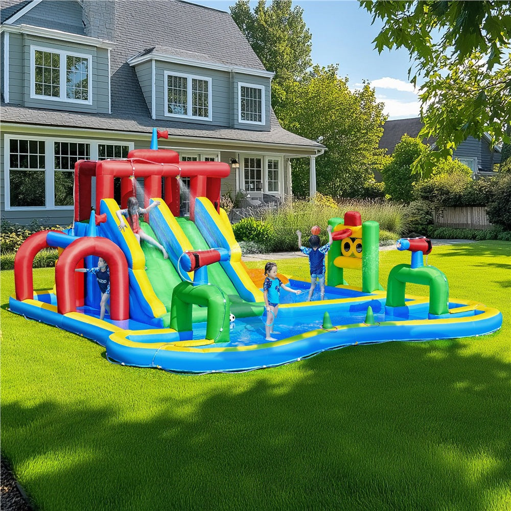 1787397214_1OOotvDW 10-in-1 podwójny Lane Inflatable wody zjezdzalnia z magazynowy torba i 750W dmuchawa