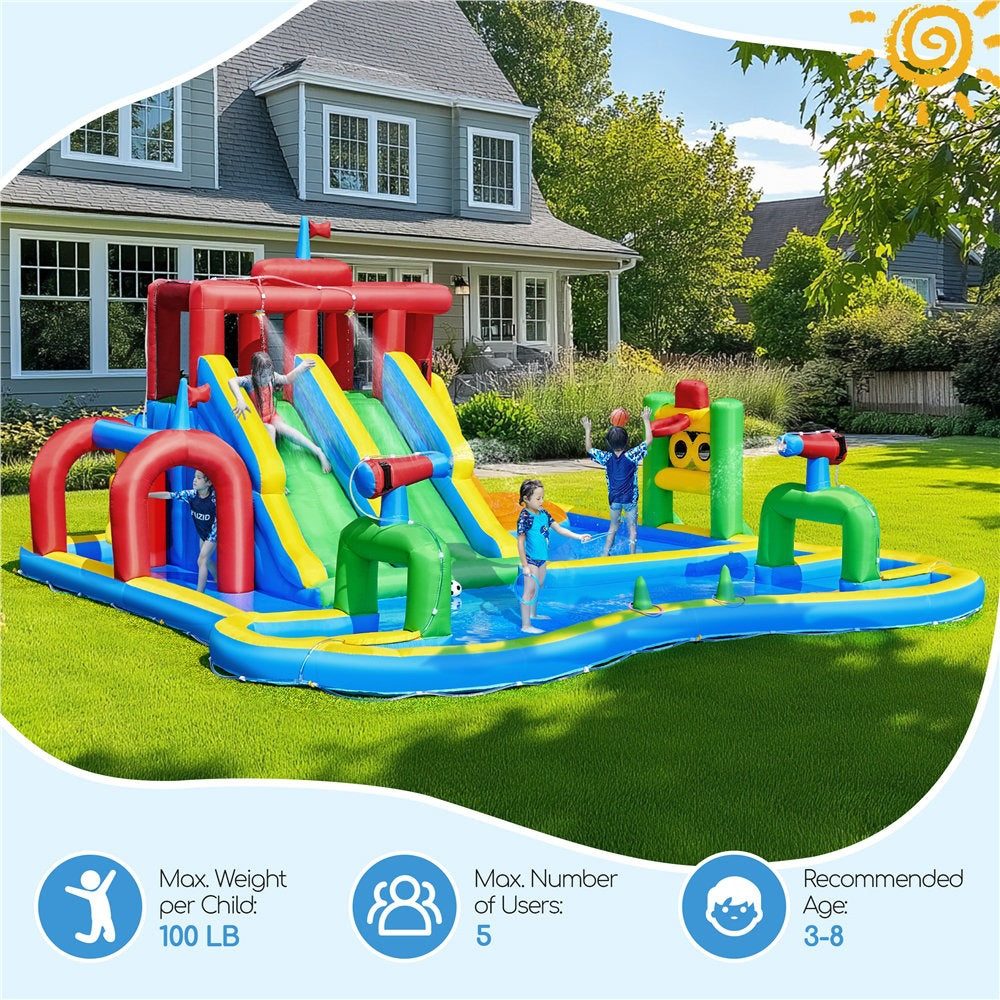 1787397227_fIo8Eqls 10-in-1 podwójny Lane Inflatable wody zjezdzalnia z magazynowy torba i 750W dmuchawa