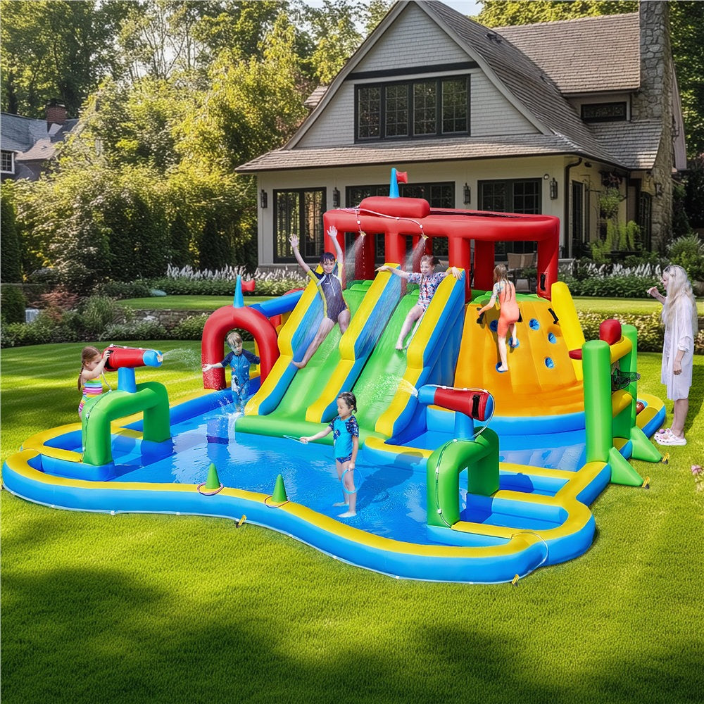 1787397247_SytHuUA5 10-in-1 podwójny Lane Inflatable wody zjezdzalnia z magazynowy torba i 750W dmuchawa