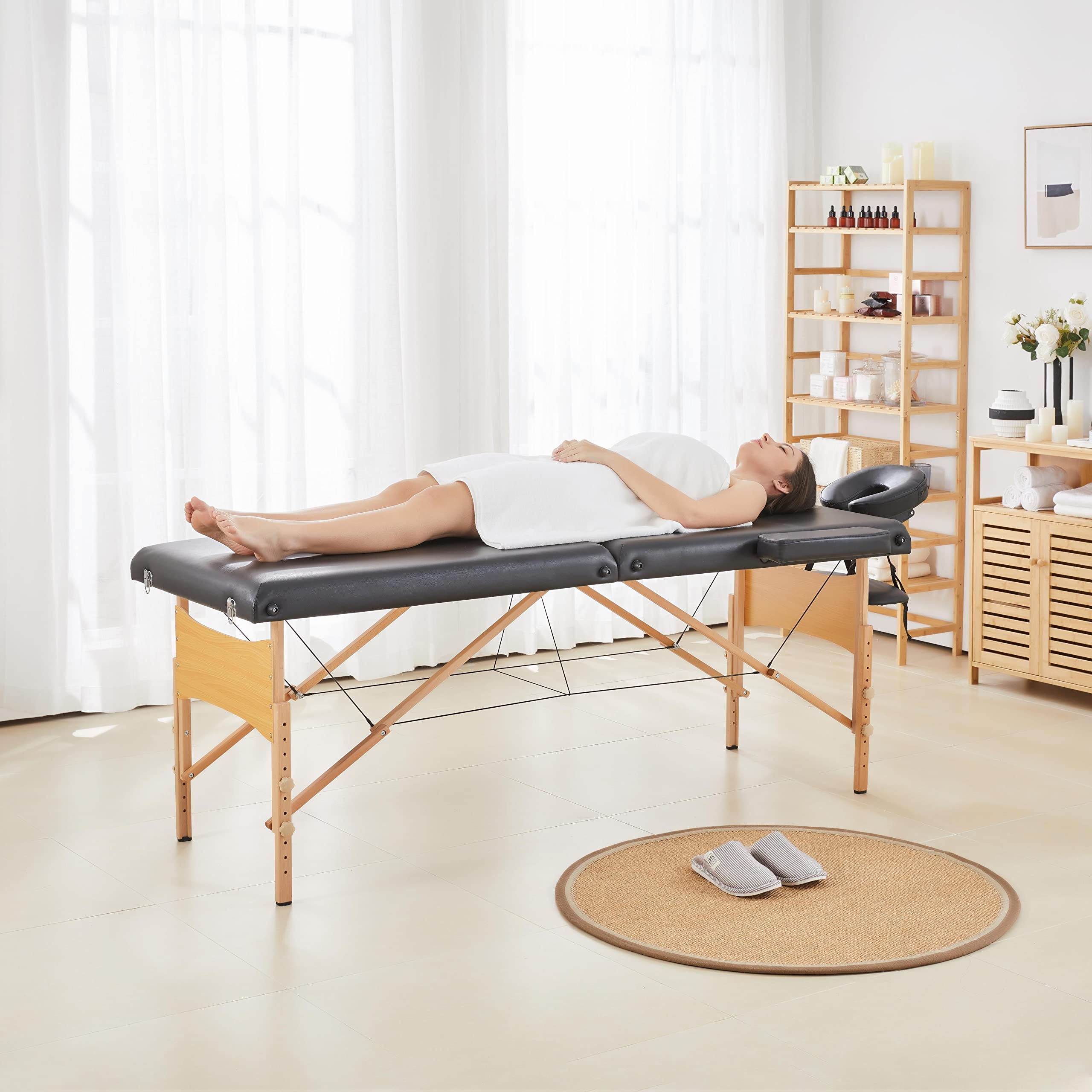 1787398202_Z4n6Kktf Przenośny Massage stol, regulowany, składany, czarny