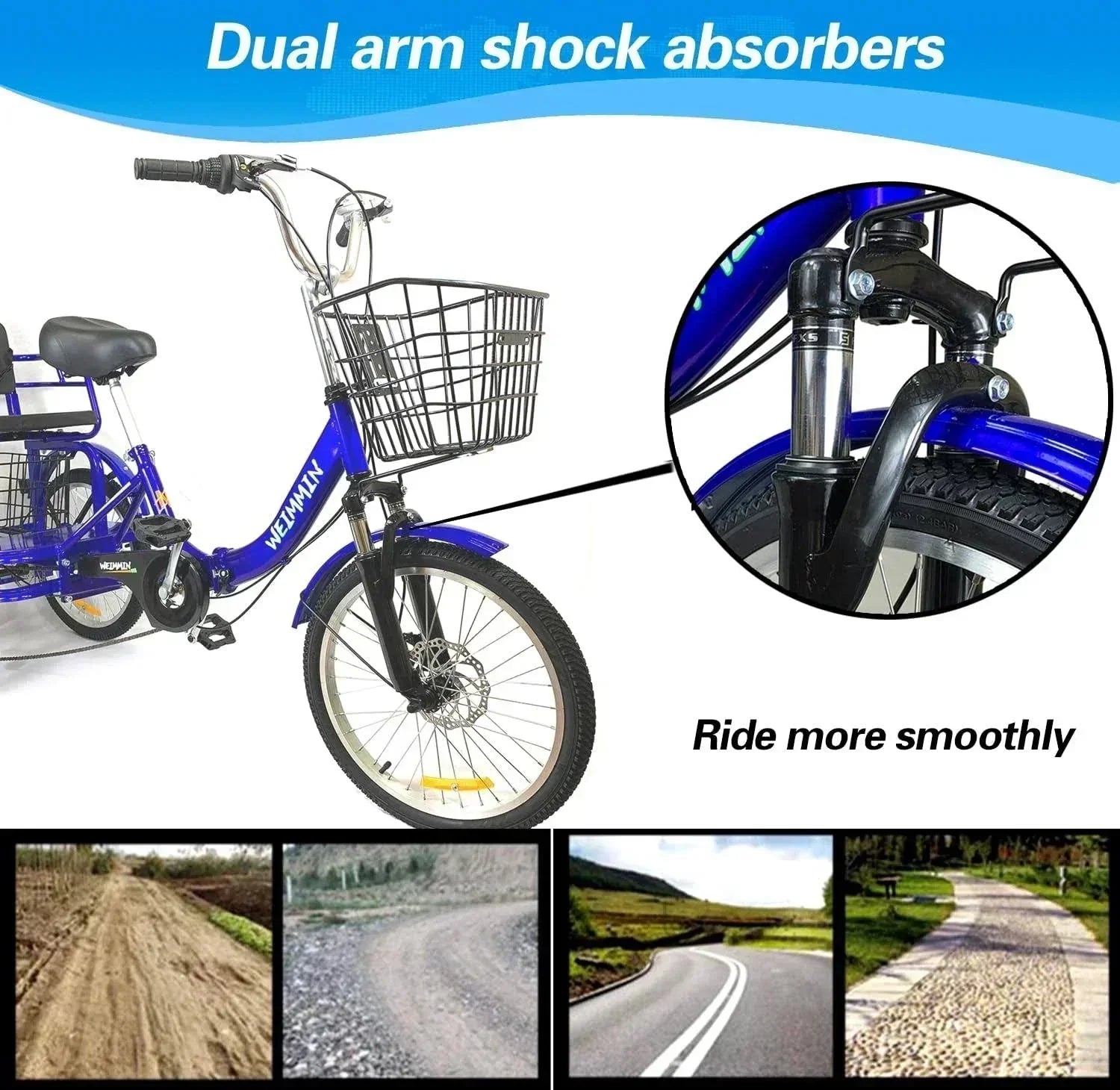 1787400483_KK2JsJgL 7 prędkość z 20 cali 3 koło Bikes składany Tricycle do doroslych Star Strip niebieski