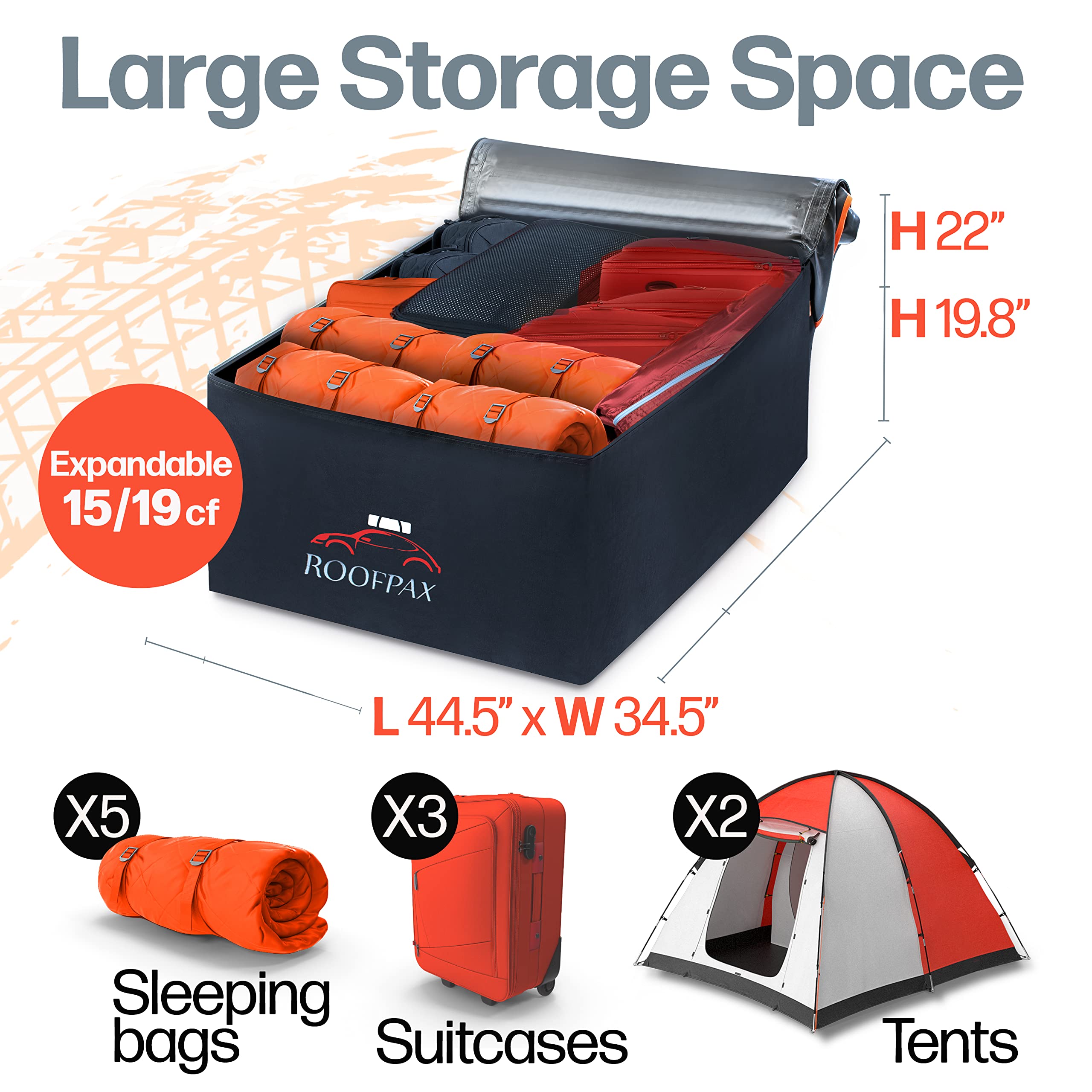 Cargo Carrier, Expandable Rooftop, torba, wodoodporny 15/19 Cft