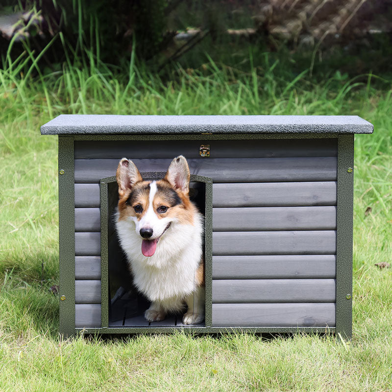 1787410483_wGRv7T9e Dla psa domek, drewniany, Anti-chewing Kennels do zewnętrzny i wewnętrzny, Browm, Medium