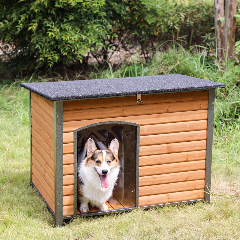 1787410486_zSh0ybmQ Dla psa domek, drewniany, Anti-chewing Kennels do zewnętrzny i wewnętrzny, Browm, Medium