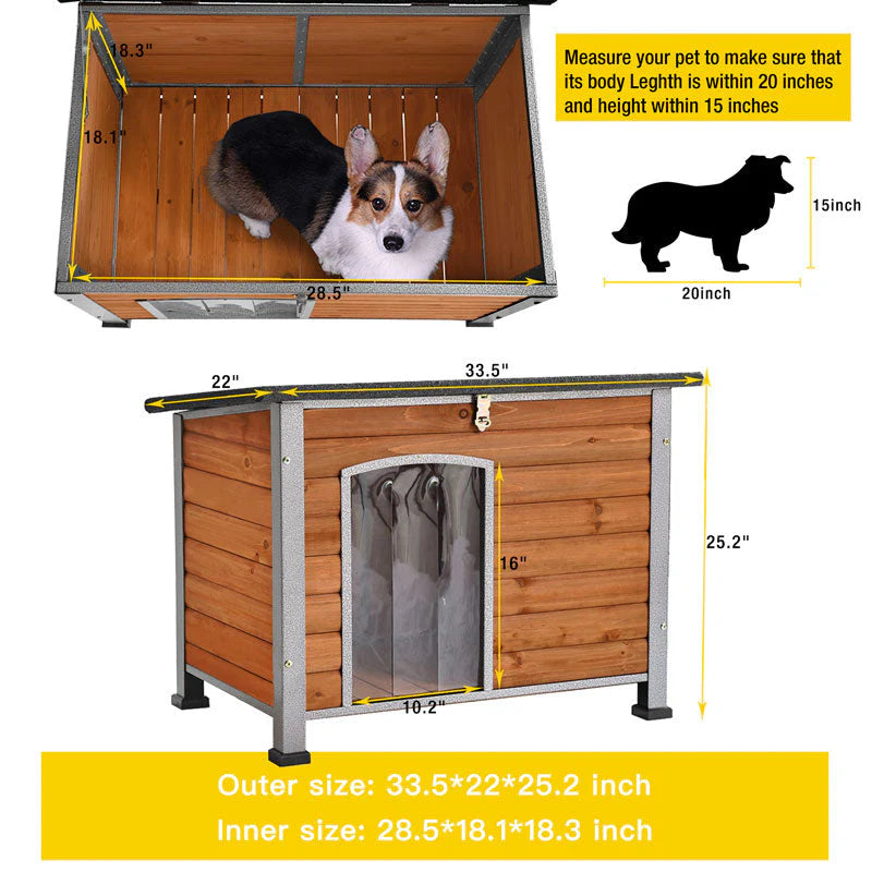 1787410503_kjX68WlN Dla psa domek, drewniany, Anti-chewing Kennels do zewnętrzny i wewnętrzny, Browm, Medium
