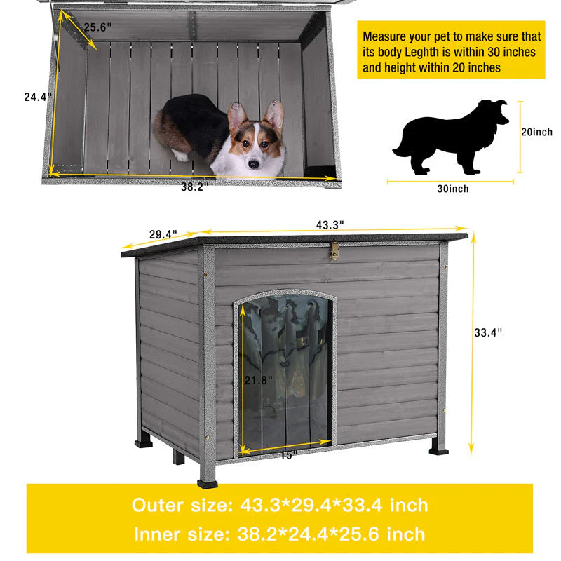 1787410507_JW0z7l5H Dla psa domek, drewniany, Anti-chewing Kennels do zewnętrzny i wewnętrzny, Browm, Medium