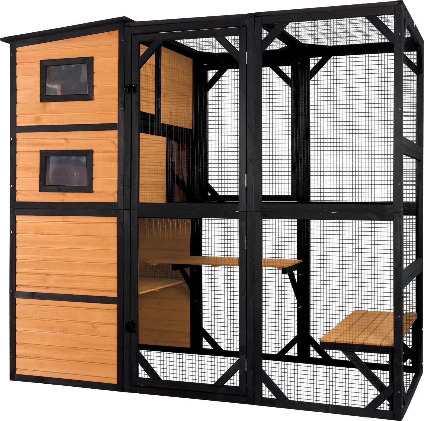 1787410864_ZzCNXGNw Catio - Large Cat, 4 Tiers Cat Enclosures House for Outdoor Indoor Cats with Weatherproof Roof - 3 Resting Rooms, 3 Platforms, 5 Windows 70 H 77 L