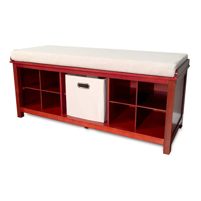 Louis domowy Mahogany lite drewno Entryway lawka z 8 Shoe Cubbies