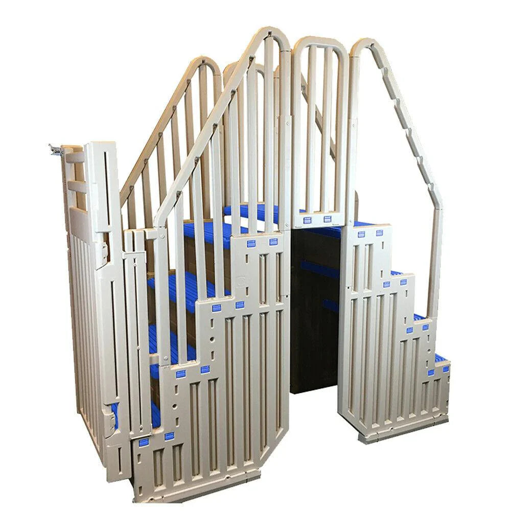 1787422157_gZumBr96 Basen, Plastics Above naziemny, system, Warm szary z niebieski Steps i Closure