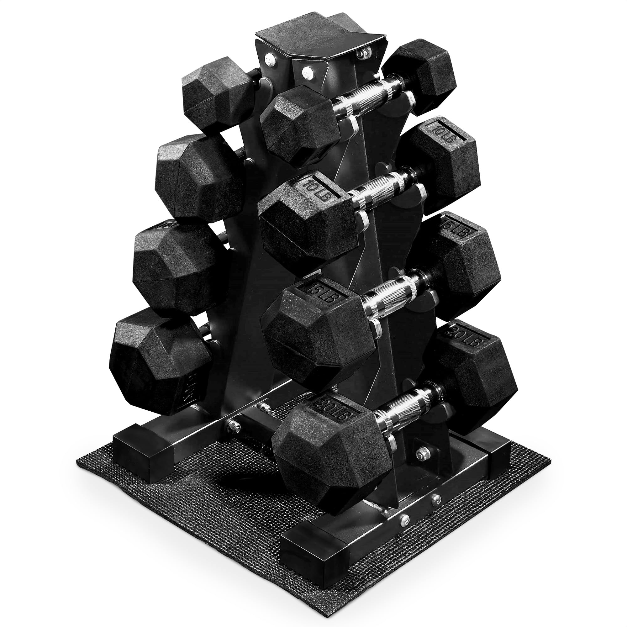 Guma Coated Hex Dumbbell waga zestaw z regal