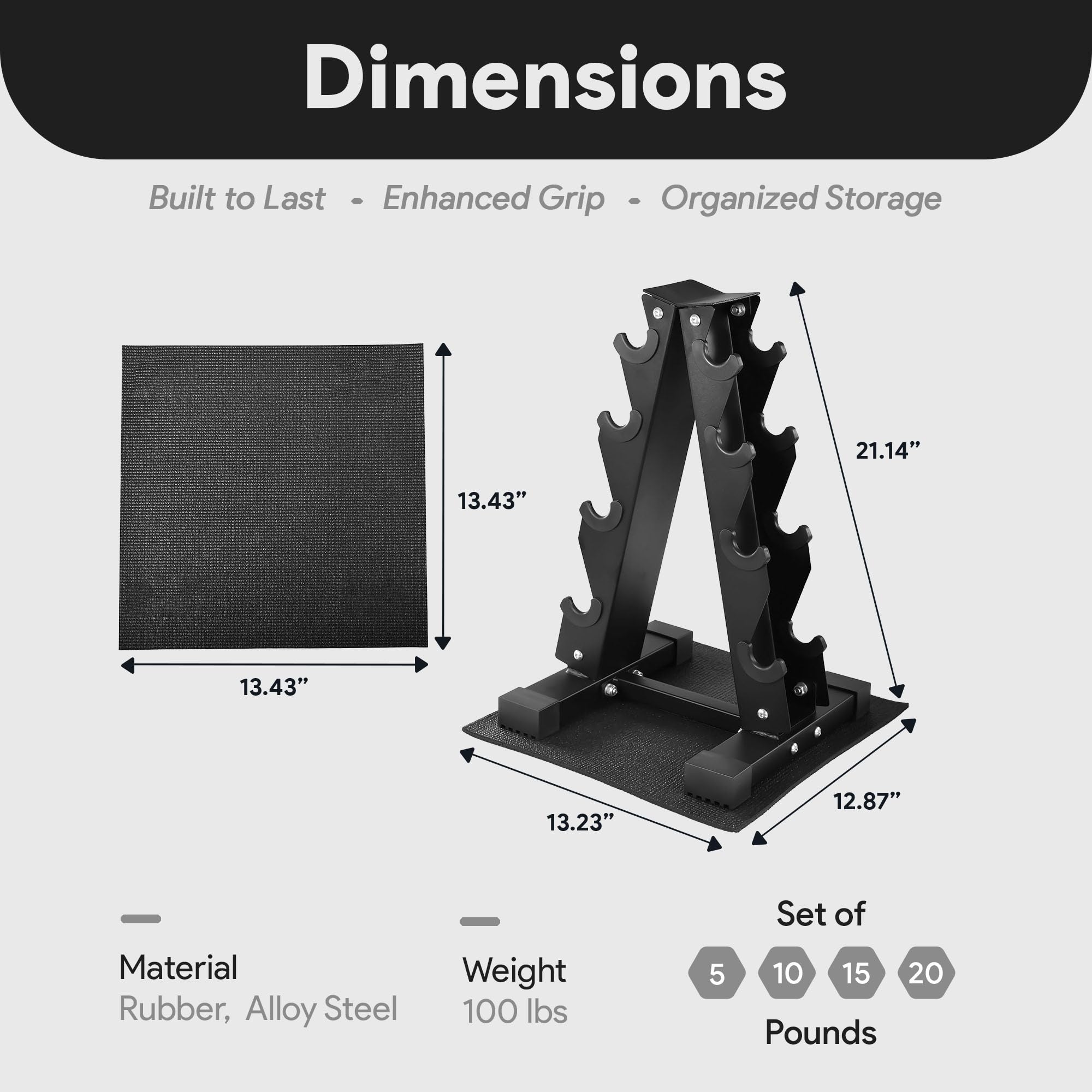 Guma Coated Hex Dumbbell waga zestaw z regal