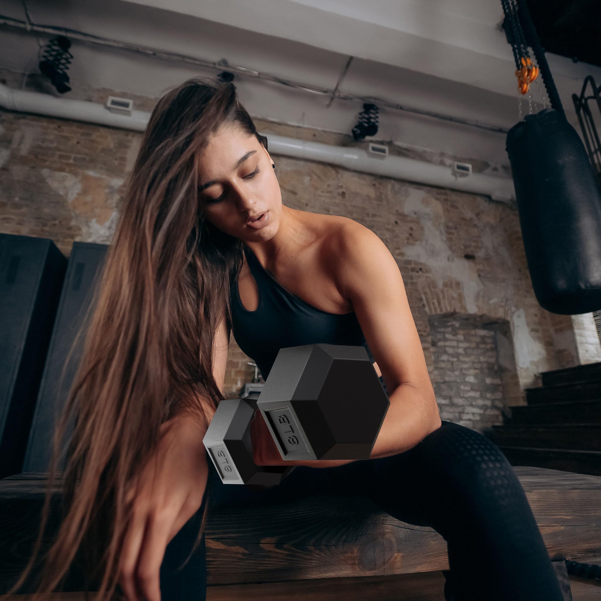 Guma Coated Hex Dumbbell waga zestaw z regal