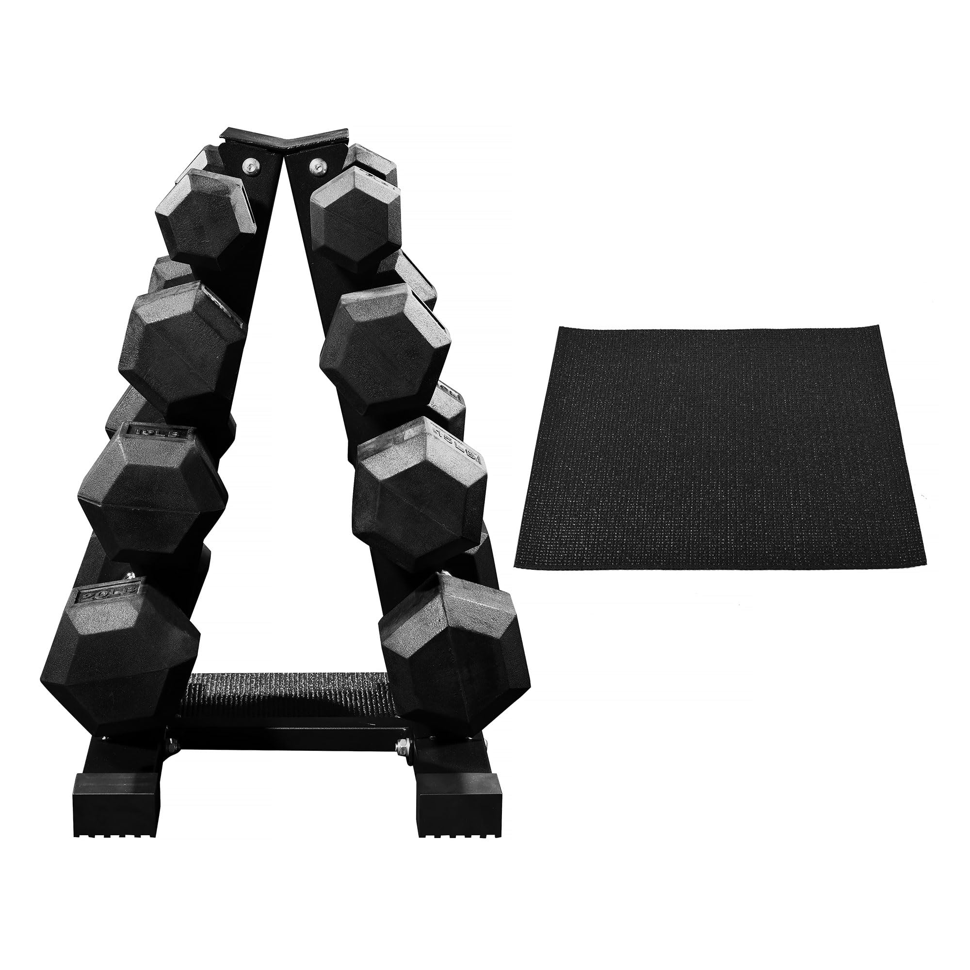 Guma Coated Hex Dumbbell waga zestaw z regal