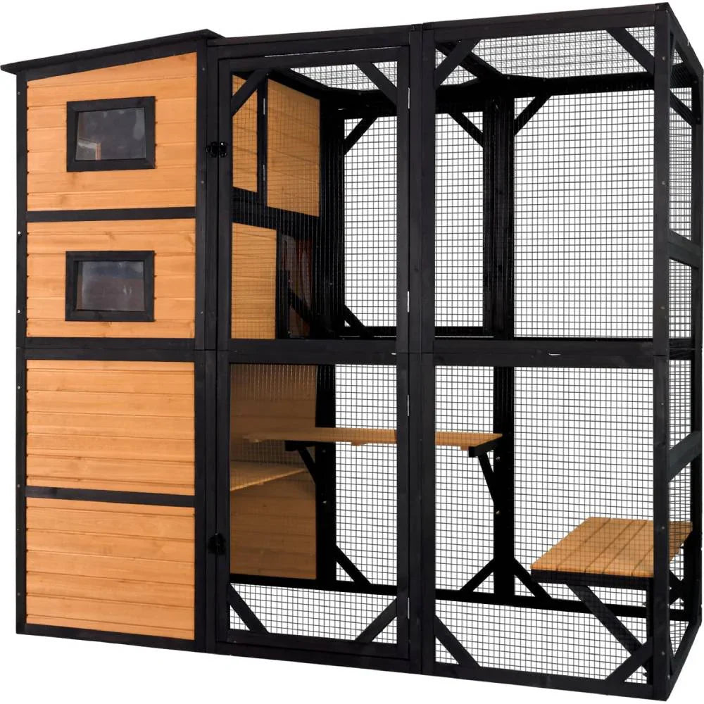 1787426147_rJB7iSTu Duży dla kota Catio, 4 Tiers, Weatherproof dach, 70H X 77L
