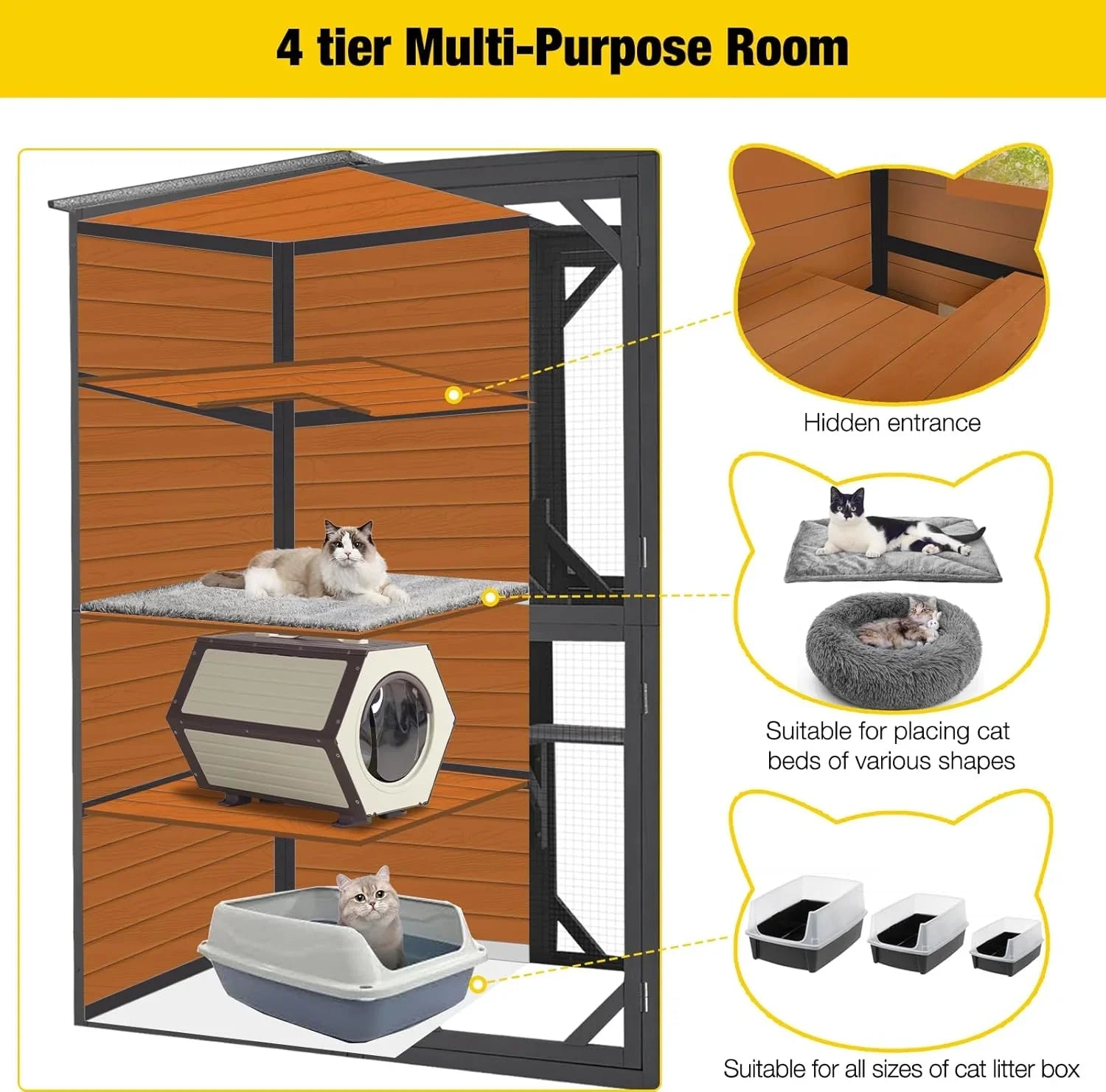 1787426150_m9yTk9kW Duży dla kota Catio, 4 Tiers, Weatherproof dach, 70H X 77L
