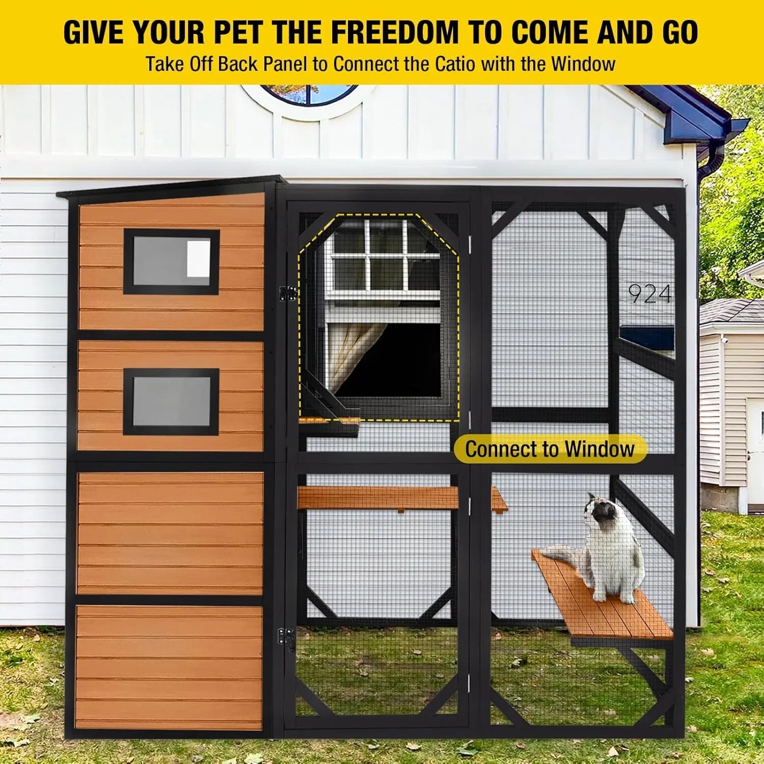 1787426155_hqtvvRJv Duży dla kota Catio, 4 Tiers, Weatherproof dach, 70H X 77L