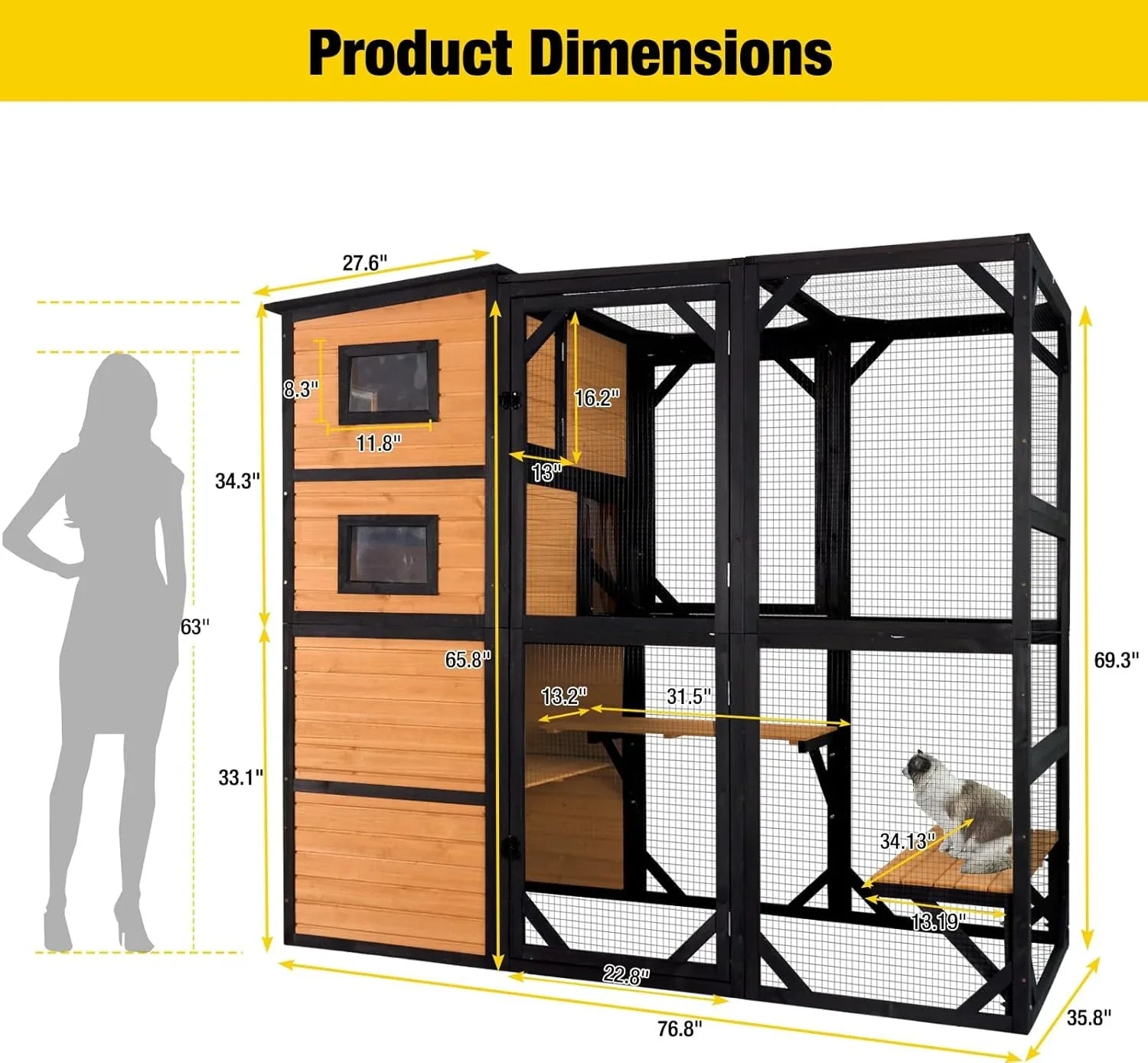 1787426167_ixax8BSi Duży dla kota Catio, 4 Tiers, Weatherproof dach, 70H X 77L