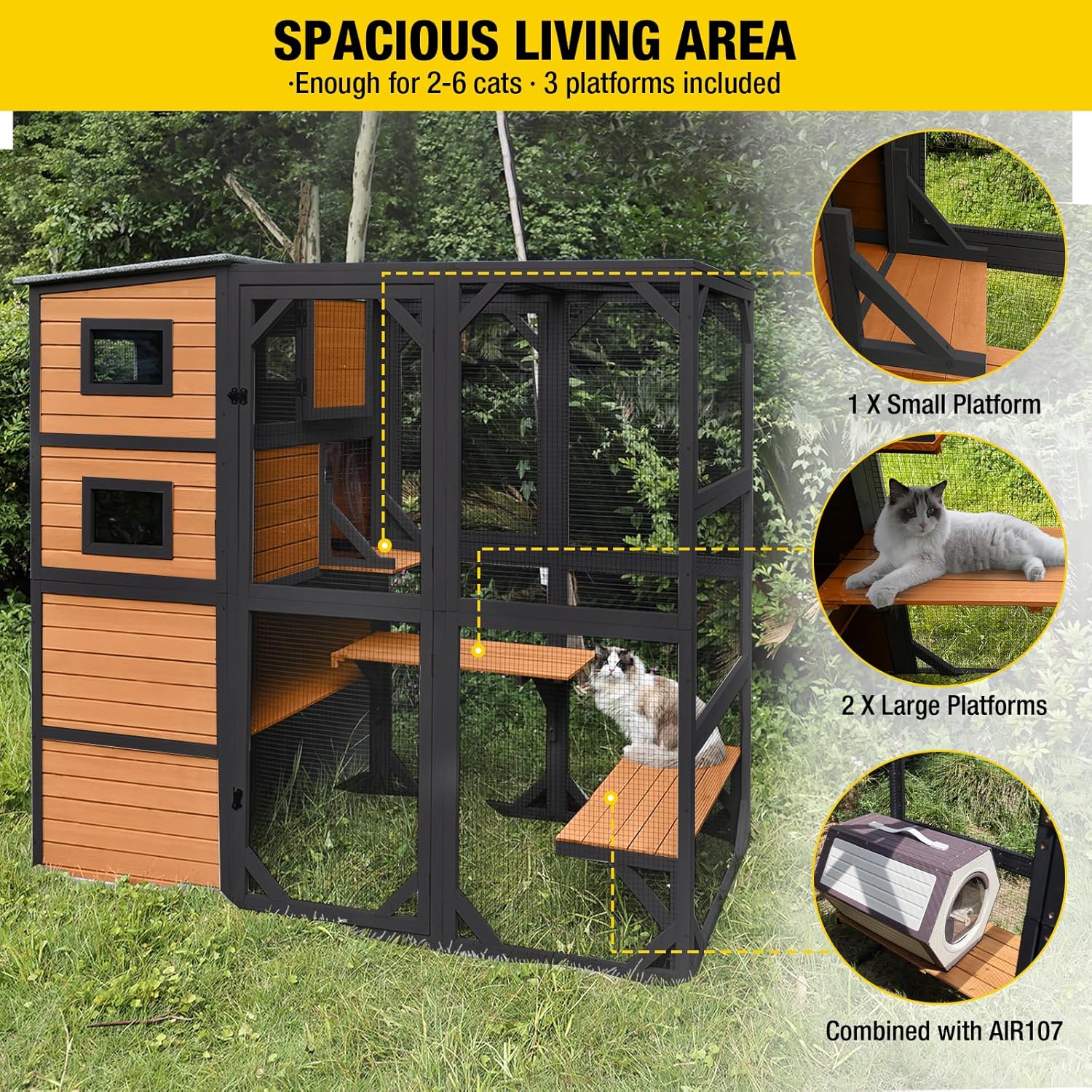 1787426171_3NW3P7bl Duży dla kota Catio, 4 Tiers, Weatherproof dach, 70H X 77L