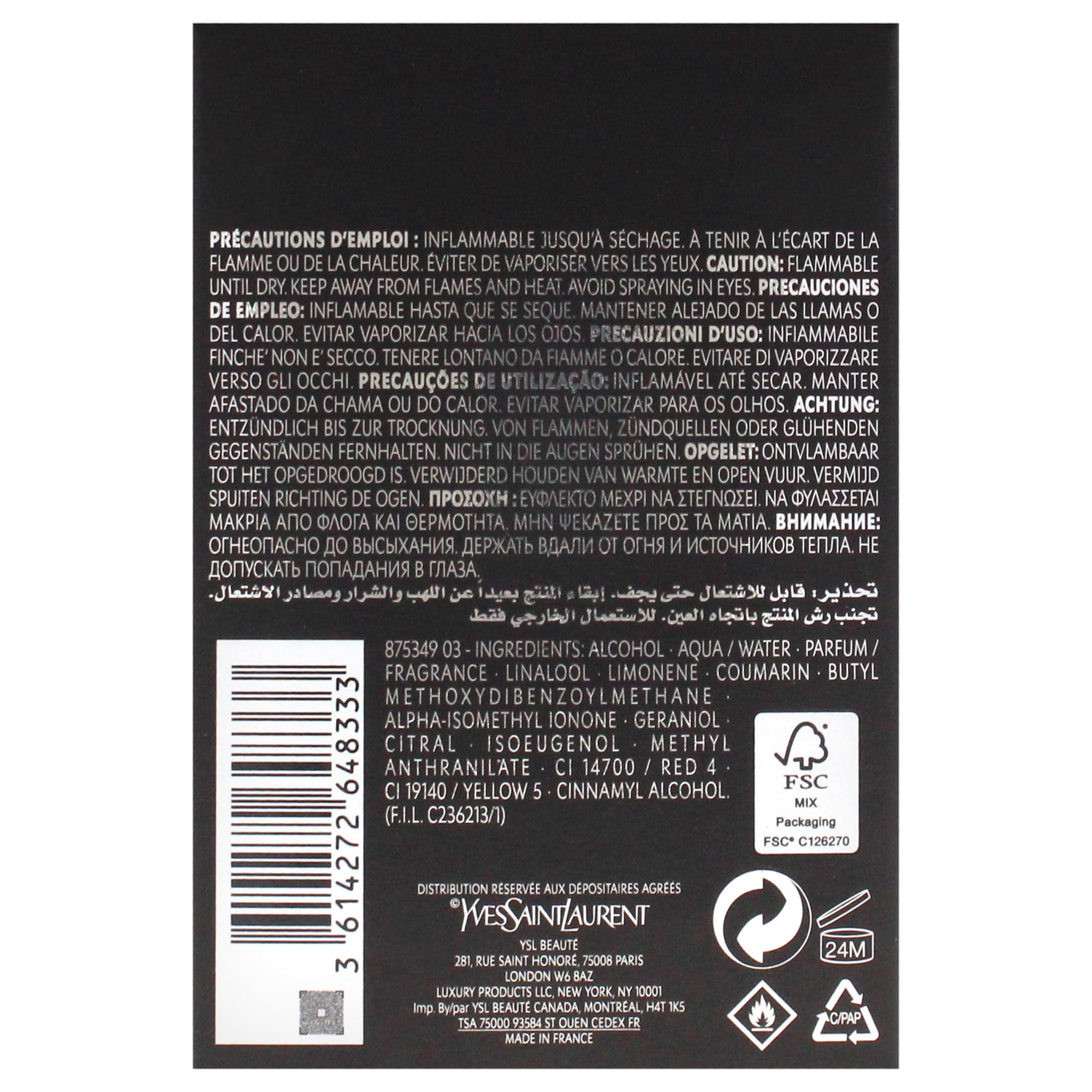 Eau De Parfum Spray, La Nuit De Lhomme, 3.3oz