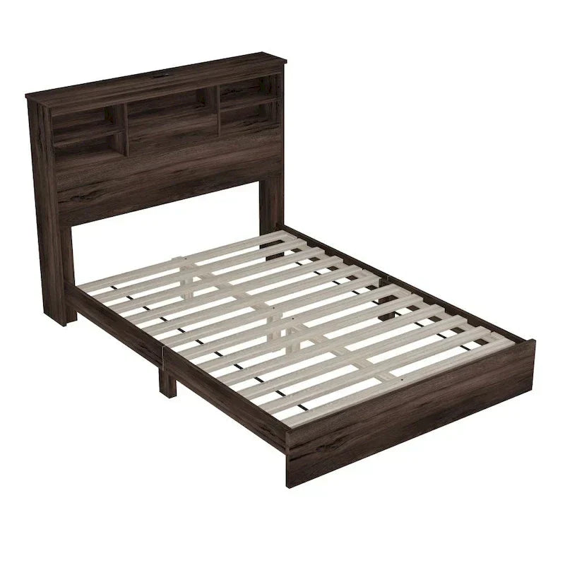1787430791_LHDCxOqM Vintage rozmiar queen Bedroom zestaw, 4-elementowy drewniany rama lozka z 2 Nightstands i 1 Dresser