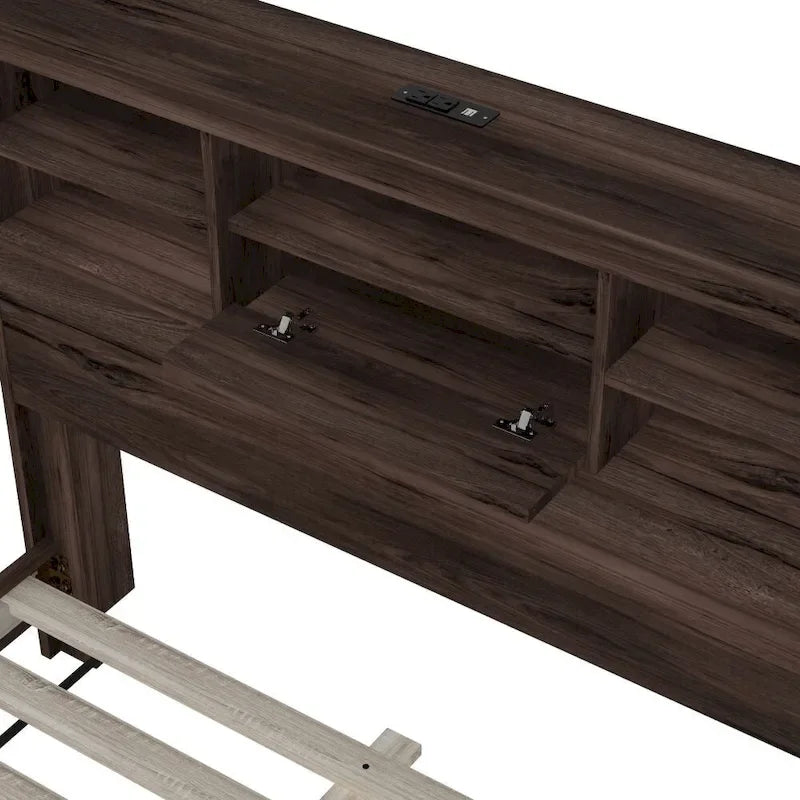 1787430825_Igf0wyM6 Vintage rozmiar queen Bedroom zestaw, 4-elementowy drewniany rama lozka z 2 Nightstands i 1 Dresser