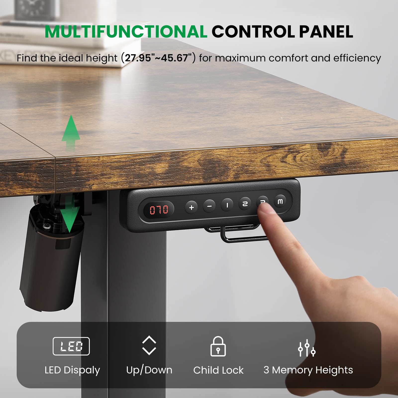 1787434457_3vUrMFgH Biurko, elektryczny Standing, 48 X 24 regulowany wysokość z Memory Presets