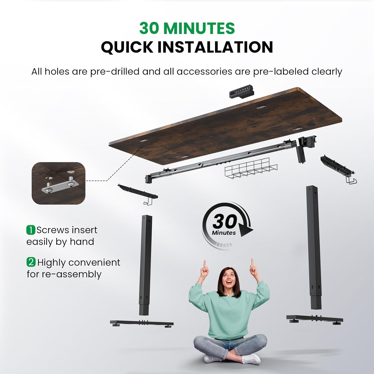 1787434461_dbksd82G Biurko, elektryczny Standing, 48 X 24 regulowany wysokość z Memory Presets