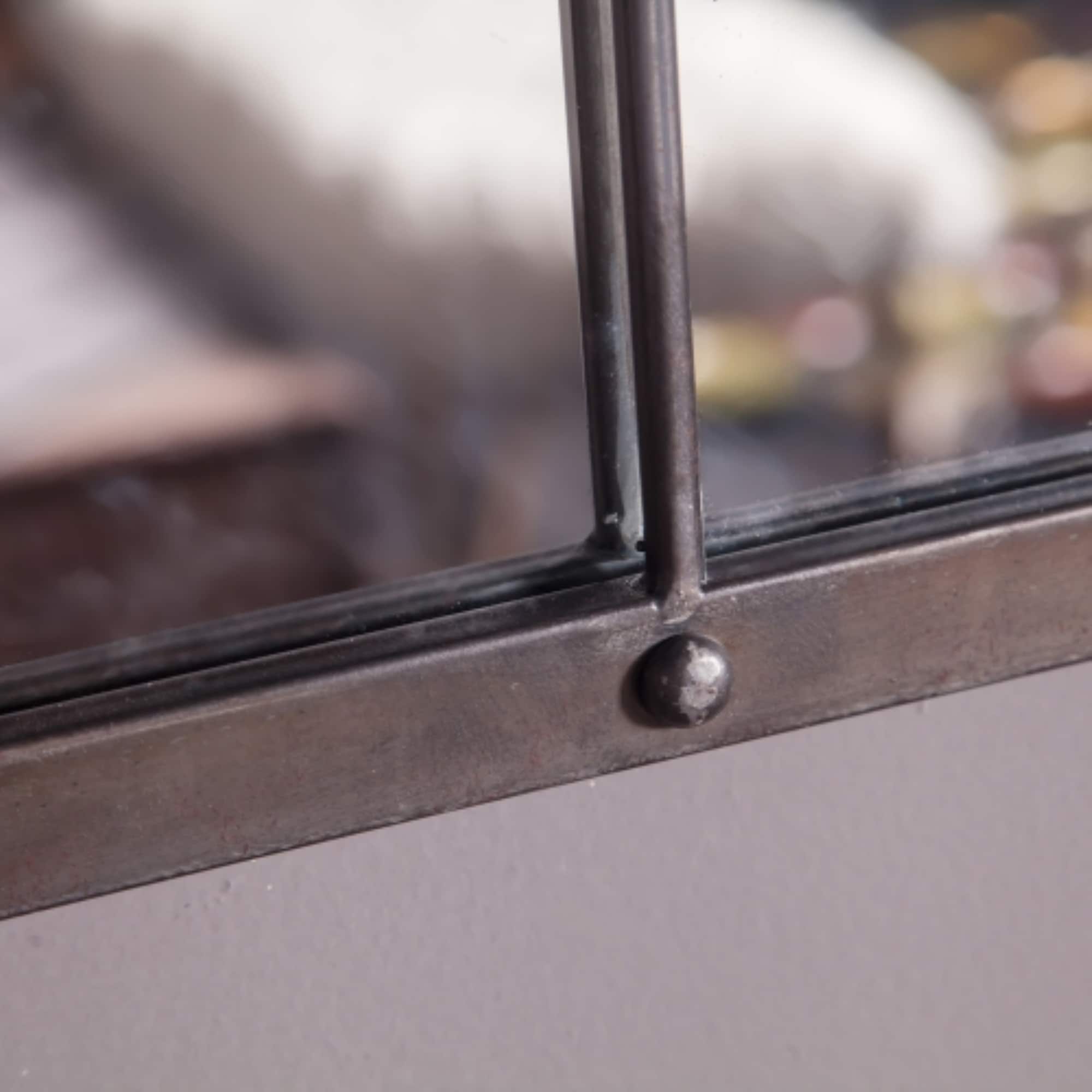 Rustic brązowy metal rama Windowpane Accent ściana Mirror, 37.75 H X 23.8 W X 1 D